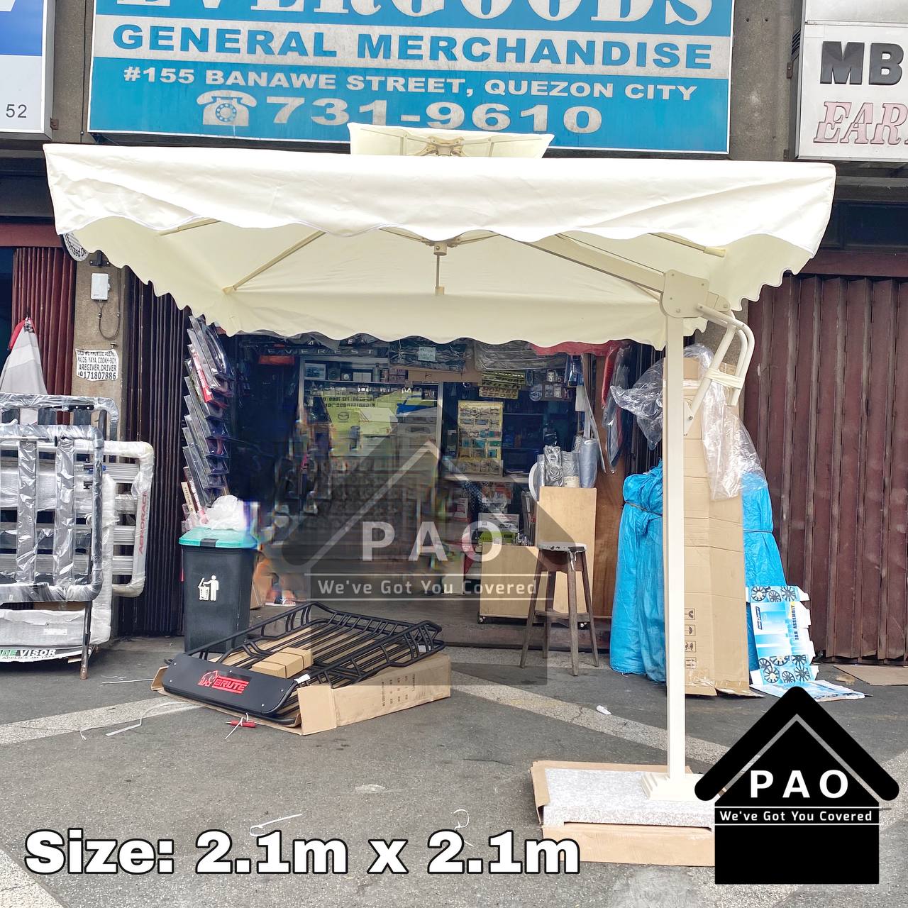 2.1m x 2.1m Square Banana Umbrella with 40kg Base