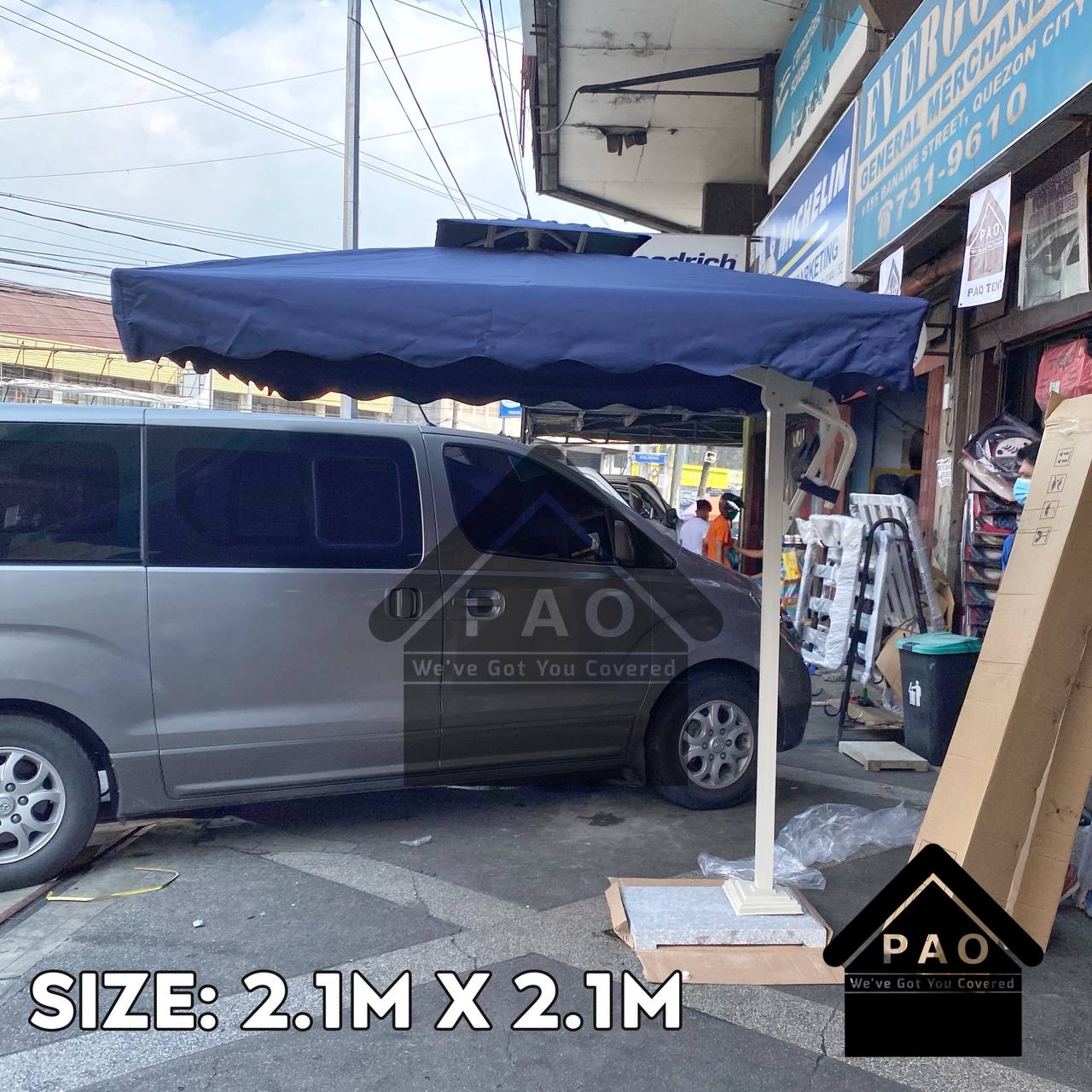 2.1m x 2.1m Square Banana Umbrella with 40kg Base